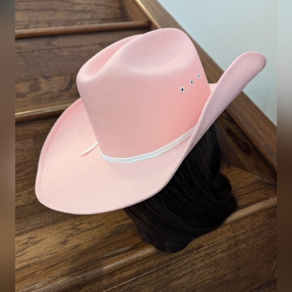WESTERN EXPRESS CATTLEMAN PINK STRAW COWBOY HAT. adult Size Small Medium - Picture 11 of 15